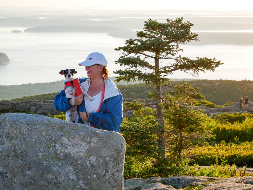 I love that Acadia National Park allows you to bring your dog with you to the summit. Lily was bundled up too since it was a bit chilly.