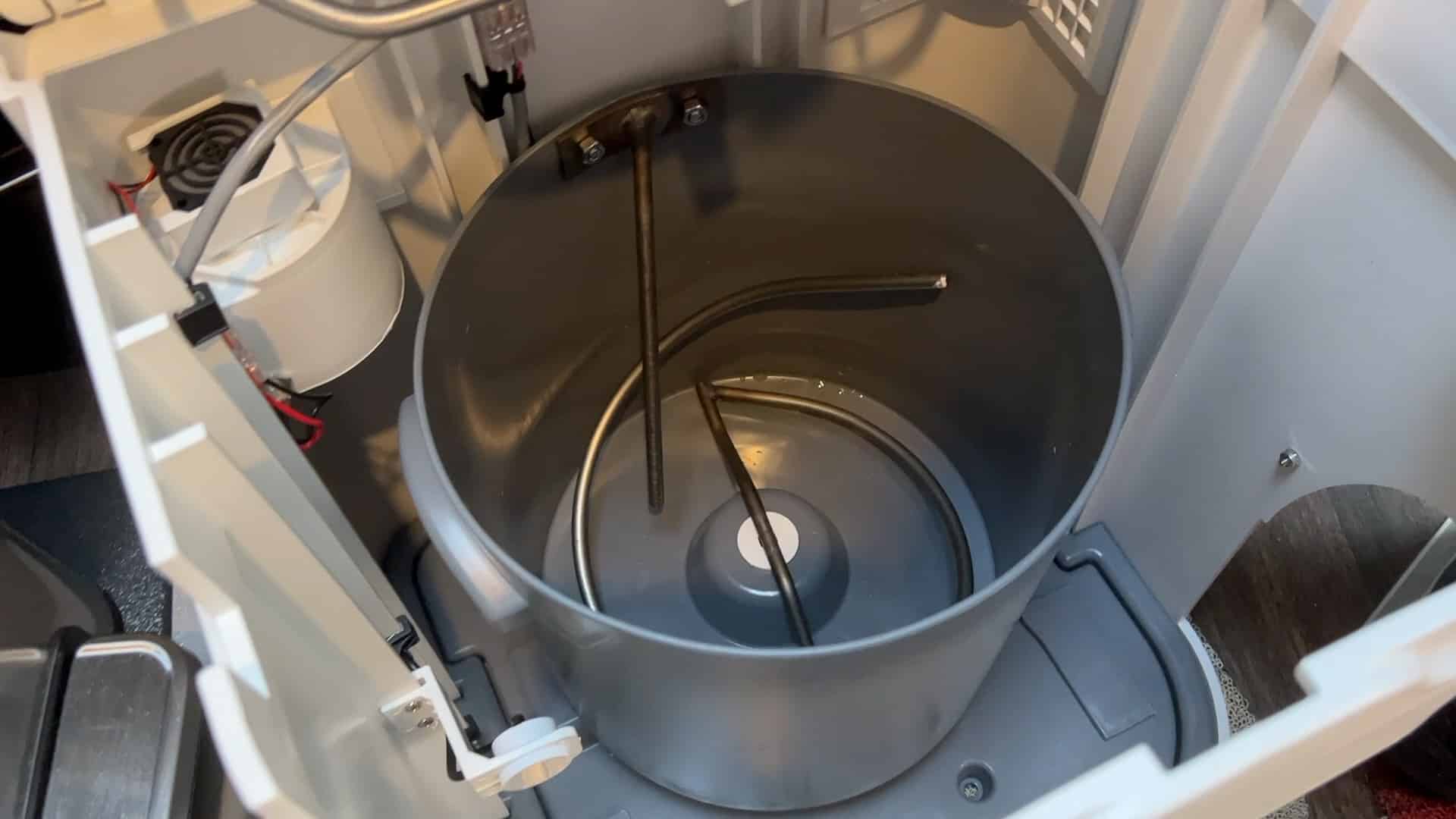 OGO Composting Toilet bin looking over the top