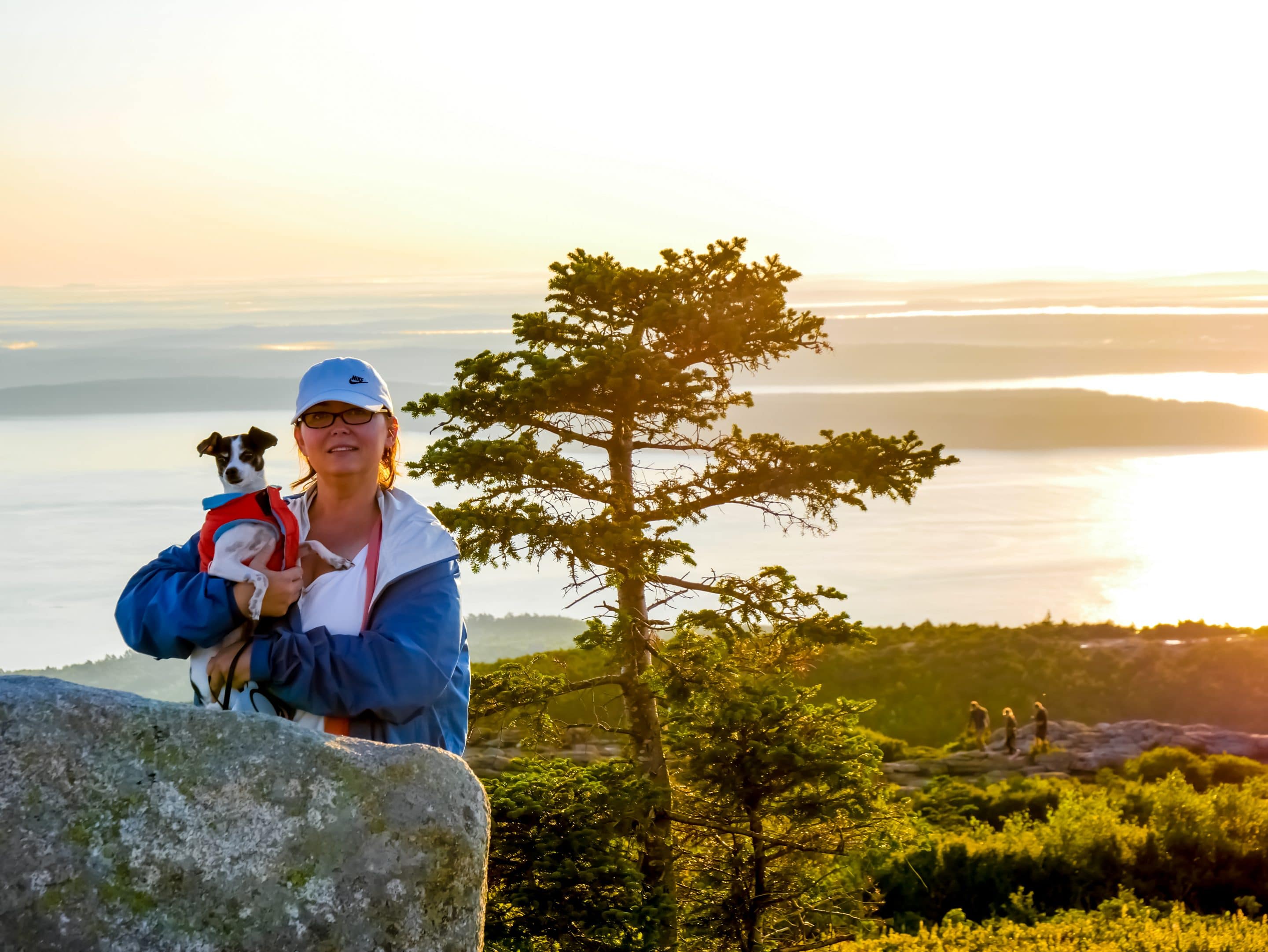 One of my fondest memories with my dog Lily who traveled all over North America with me and to this special moment to watch the sunrise over Cadillac Mountain.
